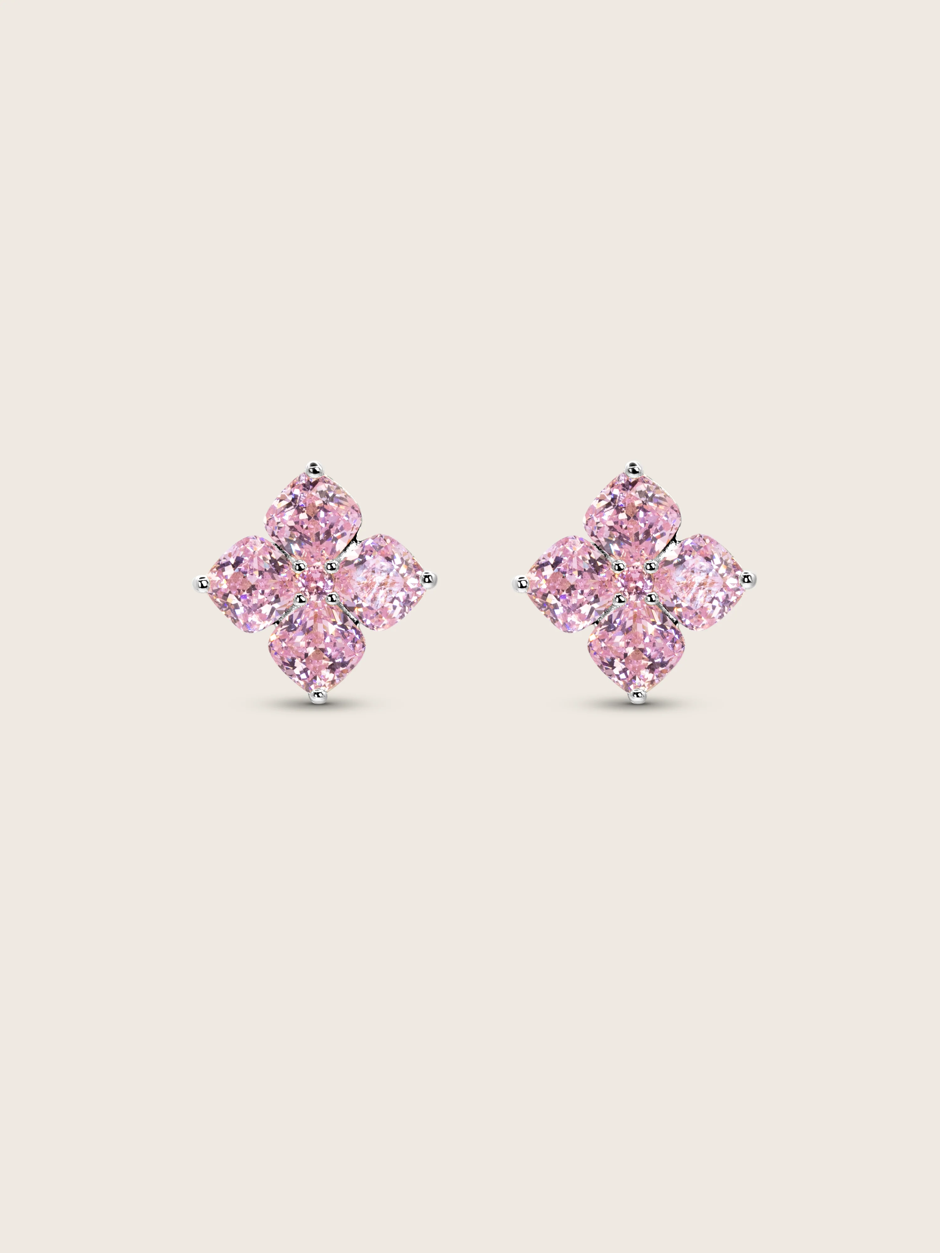 Crystal Hydrangea Stud Earrings - Blush