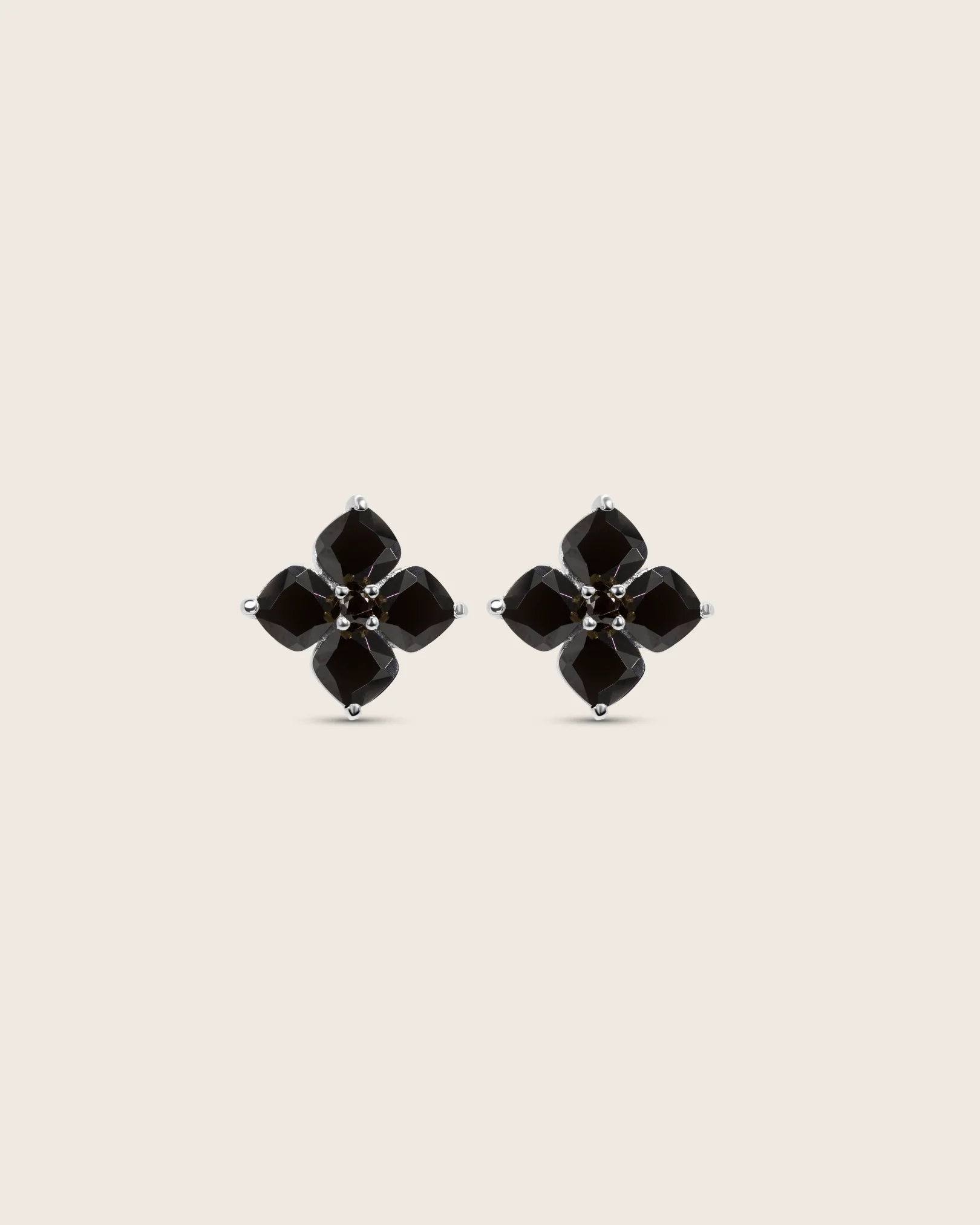 Crystal Hydrangea Stud Earrings - Espresso