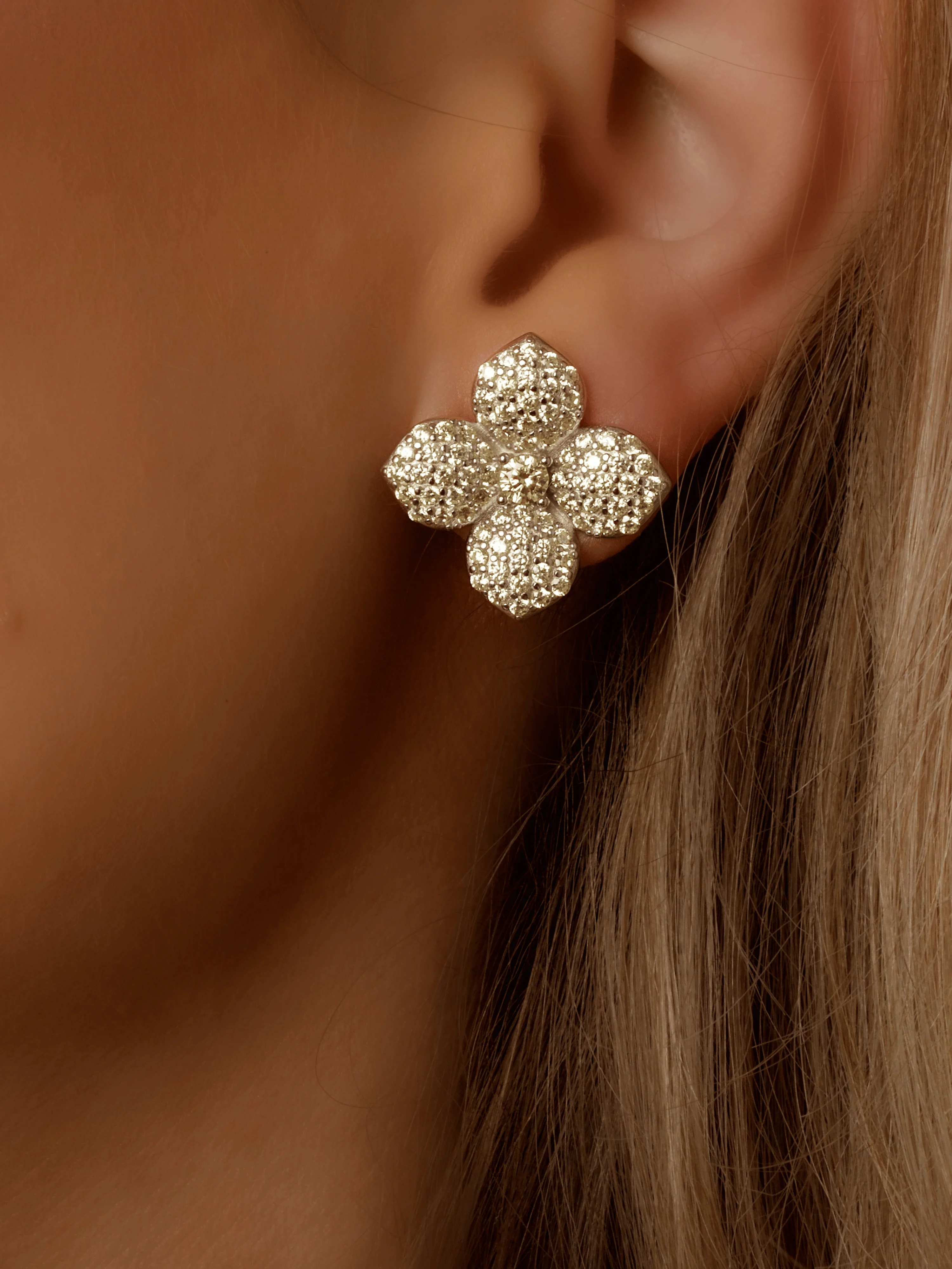 Hydrangea Stud Earrings - Lemon Drop - Image 2