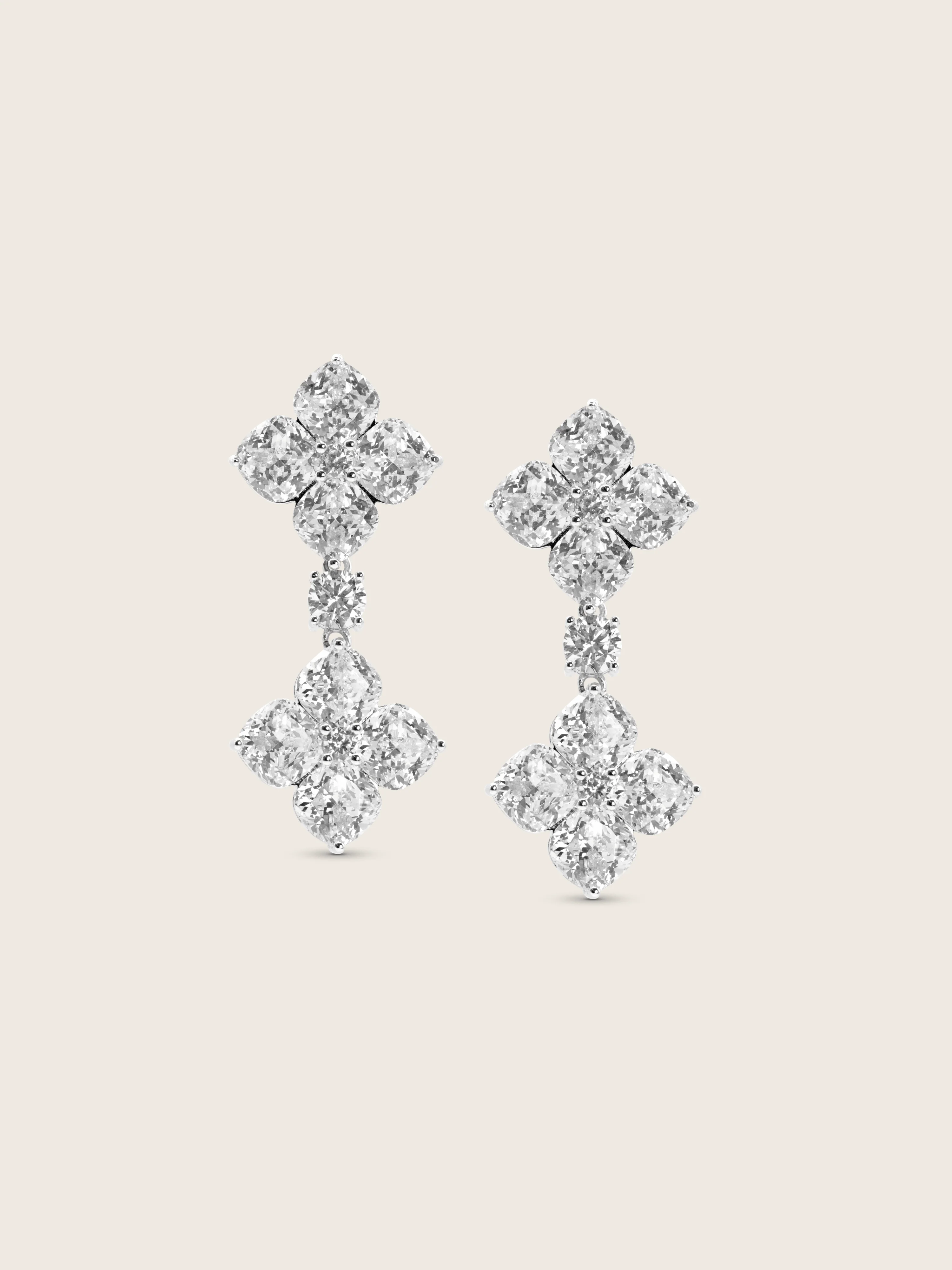 Large Double Crystal Hydrangea Drop Earrings - Image 2