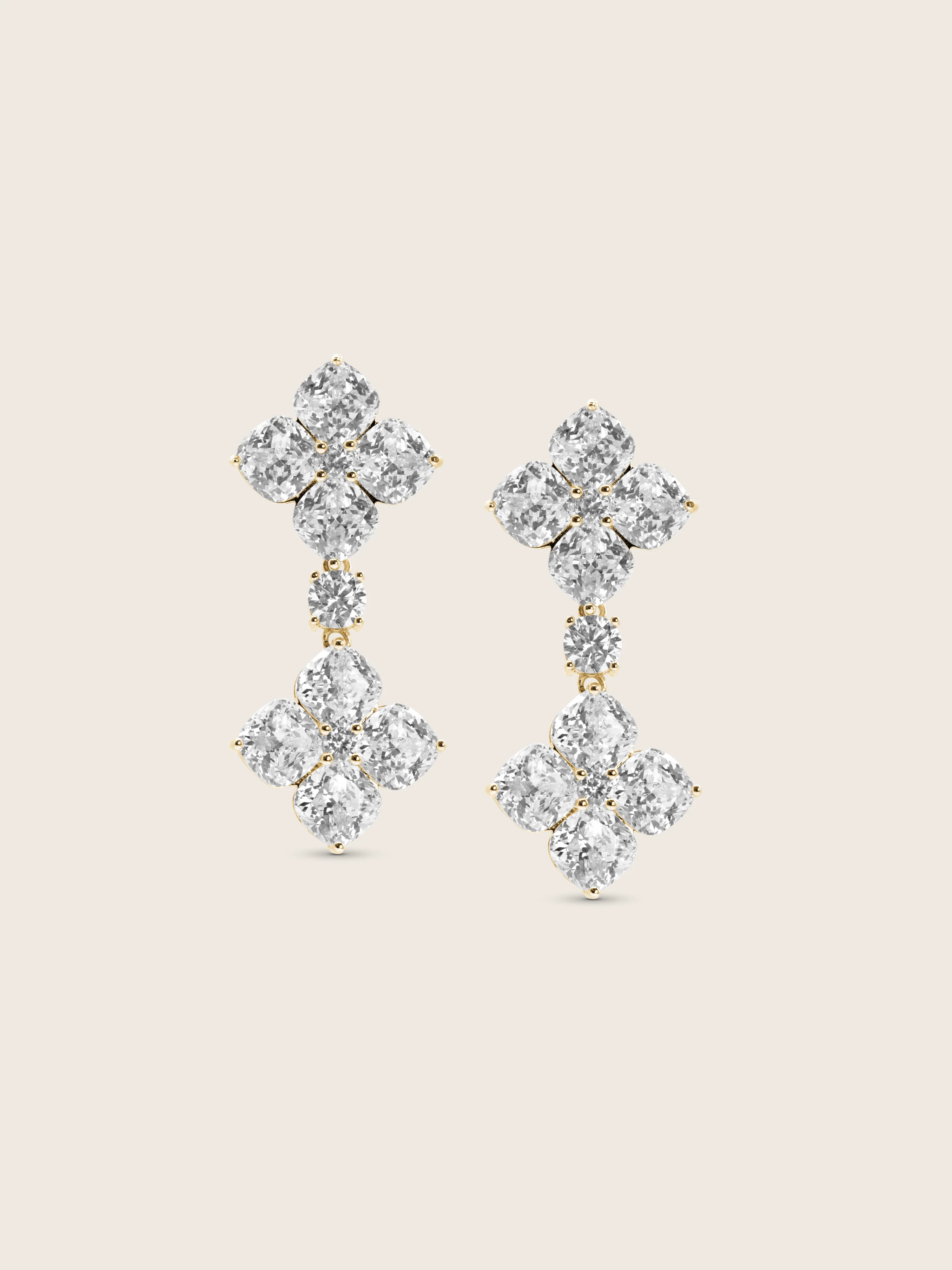 Large Double Crystal Hydrangea Drop Earrings - Image 2