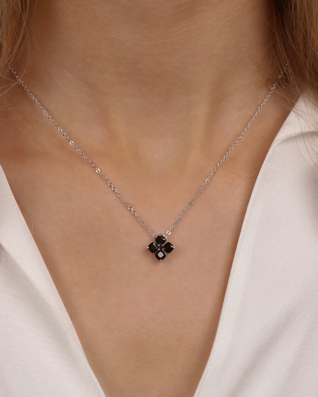 Mini Crystal Hydrangea Necklace - Espresso - Image 2