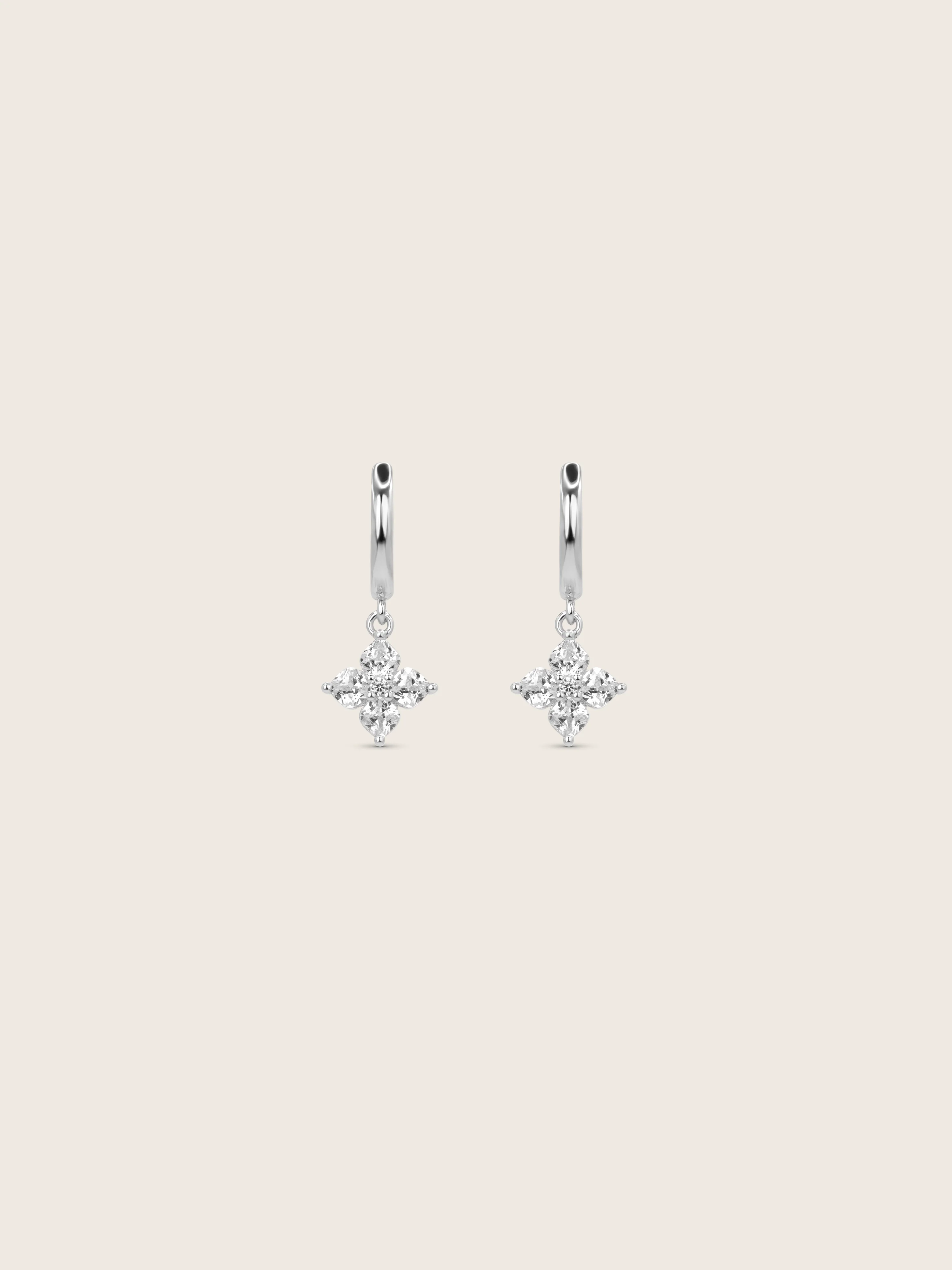 Petite Crystal Hydrangea Hoop Earrings - Image 2